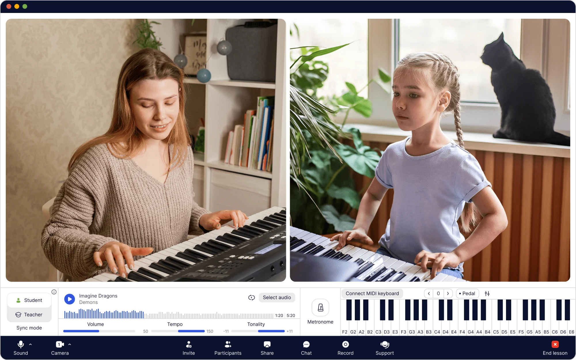 MOOZ music lesson interface