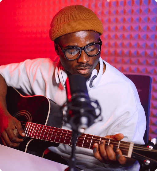 Music educator with drums